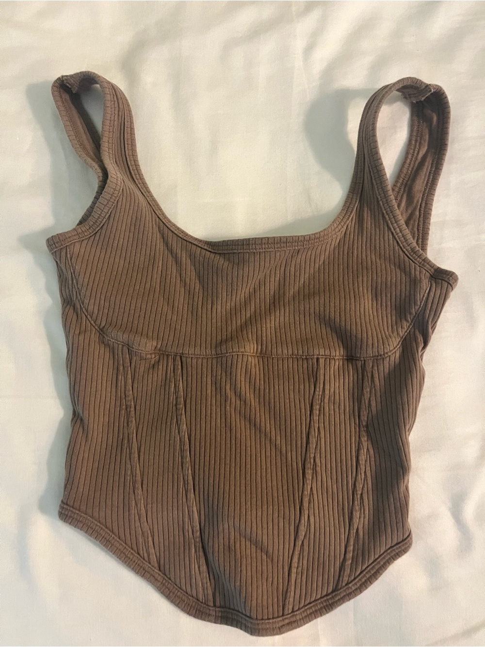 PINK Victoria's Secret Ribbed Brown Tank Top